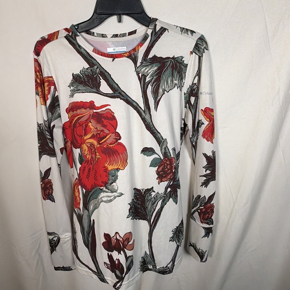 Columbia Womens Floral Long Sleeve Performance Top Size Medium